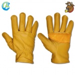 Strengthened Waterproof Yellow Leather Driver Hand Gloves