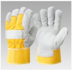 yellow cotton fabric cow split leather palm glove